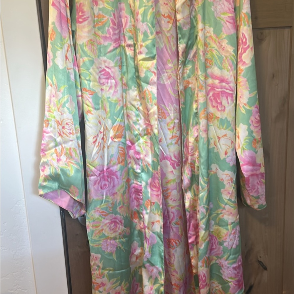 Floral Satin Robe - Multicolor